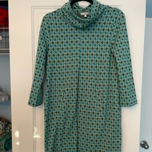 60s inspired cowl neck fall dress